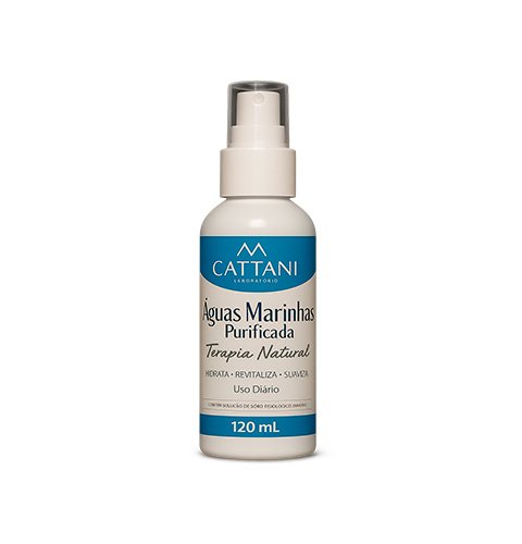 Spray terapêutico Águas Marinhas Purificada da Cattani Laboratório – hidrata, revitaliza e suaviza a pele naturalmente.