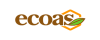 Logo da Ecoas com uma folha verde e um hexágono laranja envolvendo a letra "s", representando sustentabilidade e inovação ecológica.